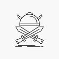 battle, emblem, viking, warrior, swords Line Icon. Vector isolated illustration Royalty Free Stock Photo