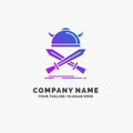 battle, emblem, viking, warrior, swords Purple Business Logo Template. Place for Tagline