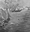 The Battle of the Kearsarge and the Alabama by Ãâ°douard Manet in the old book the History of Painting, by R. Muter, 1887, St.