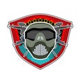 Battle logo. Paintball Helmet and weapons. Military emblem. Army Royalty Free Stock Photo