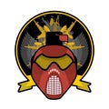Battle logo. Paintball Helmet and weapons. Military emblem. Army