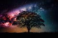 The Battle for Otherworldly Trees: A Starry Night Sky
