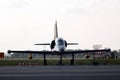 Battle plane standing on parking apron of an airport Royalty Free Stock Photo