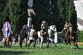 Battle reenactment with Celtic Knights and Ancient Romans