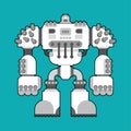 Battle robot isolated. Cyborg warrior future. Vector illustration