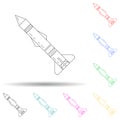 Battle rocket multi color set icon. Simple thin line, outline vector of army icons for ui and ux, website or mobile application
