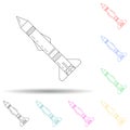 Battle rocket multi color set icon. Simple thin line, outline vector of army icons for ui and ux, website or mobile application Royalty Free Stock Photo