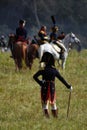 Battle scene. Borodino battle historical reenactment in Russia Royalty Free Stock Photo