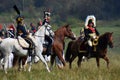 Battle scene. Borodino battle historical reenactment in Russia Royalty Free Stock Photo