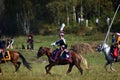 Battle scene. Borodino battle historical reenactment in Russia Royalty Free Stock Photo