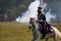 Battle scene. Borodino battle historical reenactment in Russia Royalty Free Stock Photo