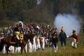 Battle scene. Borodino battle historical reenactment in Russia Royalty Free Stock Photo