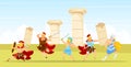 Battle scene flat vector illustration