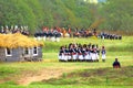 A battle scene. Soldiers fight on the battle field.