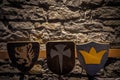 battle shield against a wall in the Gravensteen castle in Ghent, Belgium Royalty Free Stock Photo