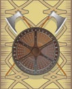 Battle shield with axes