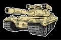 Battle tank on black background Royalty Free Stock Photo