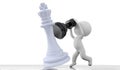 Battle winner human 3d drpops king and winning the game chess tactic strategy - 3d renderin