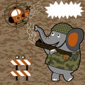 Battlefield with cute soldier cartoon