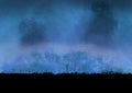 Battlefield illustration background with blue sky at night. Royalty Free Stock Photo