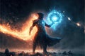 Battlemage in magical fantasy setting for game character design