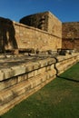 Battlement and ruins of the ancient Brihadisvara Temple wall in Gangaikonda Cholapuram, india.