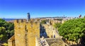 Battlements Walk Castle Fort Castelo de Sao Jorge Lisbon Portug Royalty Free Stock Photo