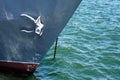 Battleship anchor with sea background.Warship anchor Royalty Free Stock Photo