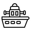 Battleship army power icon outline vector. War fighting boat Royalty Free Stock Photo
