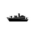 Battleship Destroyer, Warship Cruiser. Flat Vector Icon illustration. Simple black symbol on white background. Battleship Royalty Free Stock Photo