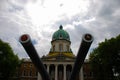 Battleship guns guarding the entrance to the Imperial War Museum in Southwark, London Royalty Free Stock Photo