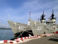 Battleship moored in the port