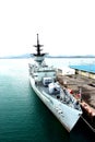 Battleship moored in the port