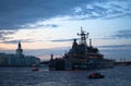 Battleship in Neva river