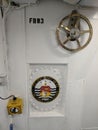 Battleship New Jersey logo, wheel, and light