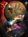 Battleship in space Royalty Free Stock Photo