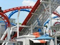 Battlestar galactica roller coaster metal rail structure at Universal Studios Singapore in Sentosa, Singapore