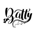 Batty lettering with bat. Royalty Free Stock Photo