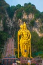 Batu Caves, gold statue Lord Murugan. Kuala Lumpur, Malaysia. Royalty Free Stock Photo