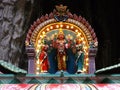 Sculptures on the roof of a Batu Caves temple. Malaysia Royalty Free Stock Photo