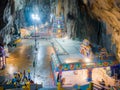 Batu Caves Kuala Lumpur Malaysia, scenic interior limestone cavern decorated with temples and Hindu shrines, travel destination in