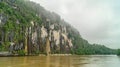 Batu Dinding, iconic landscape of limestone wall on the upper Mahakam riverbank. Beautiful landscape of karst