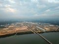 Drone view Sultan Abdul Halim Muadzam Shah Bridge towards Batu Kawan.