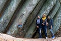 A group of hikers arrived at the peak of Wave Rock at Bukit Baginda Majau in Negeri