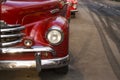 Red plymouth de luxe classic car. Close up shoot Royalty Free Stock Photo
