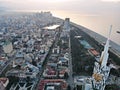 Batumi from above. Aerial photo from drone camera. Georgian seaside city. Beautiful town panoramic view. Black sea