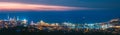 Batumi, Adjara, Georgia. Panorama, Aerial View Of Urban Cityscape At Sunset. Town At Evening Blue Hour time. City And