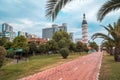 Batumi, Adjara, Georgia - 16.06.2018: Old Tower And Modern Skyscraper Residential House In Batumi