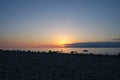 Batumi beach sunset and people silhouette