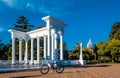 Batumi, Georgia - July 10, 2019. A lone bicycle on a boulevard near the colonnade